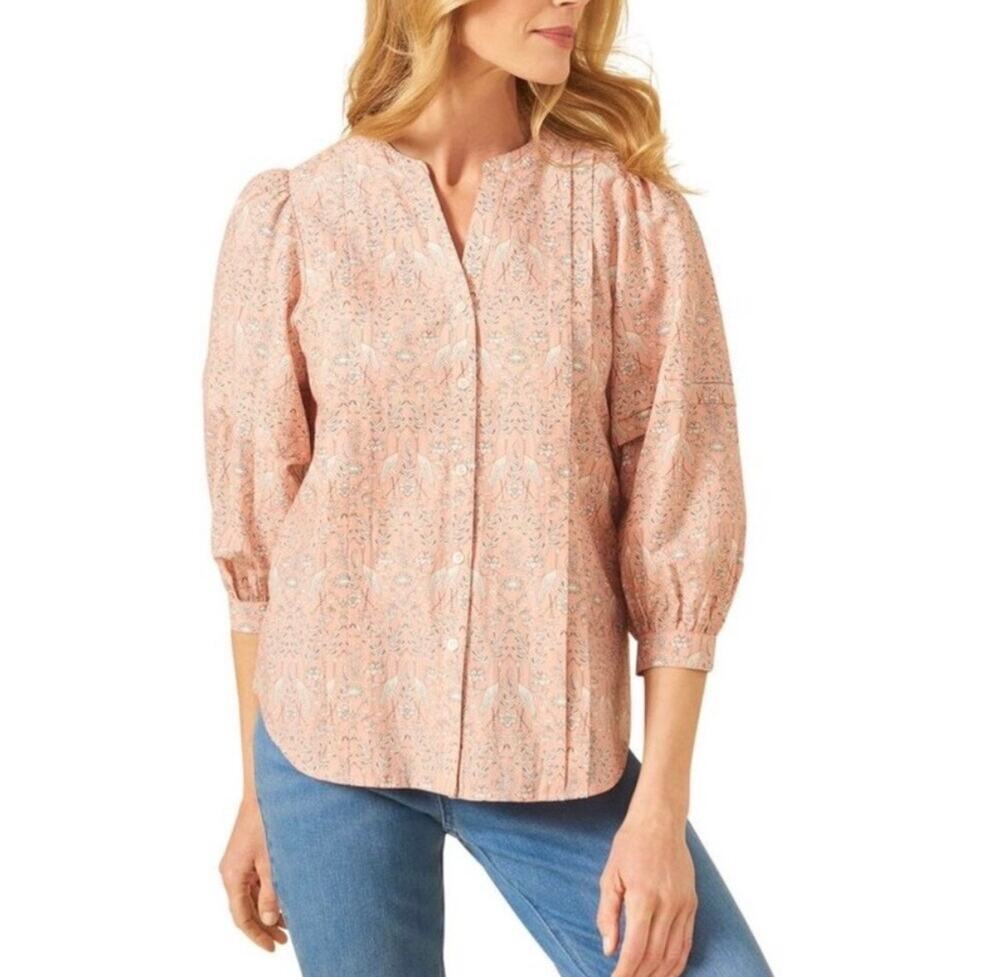 J.McLaughlin Laramie Blouse in Pink Heron Print